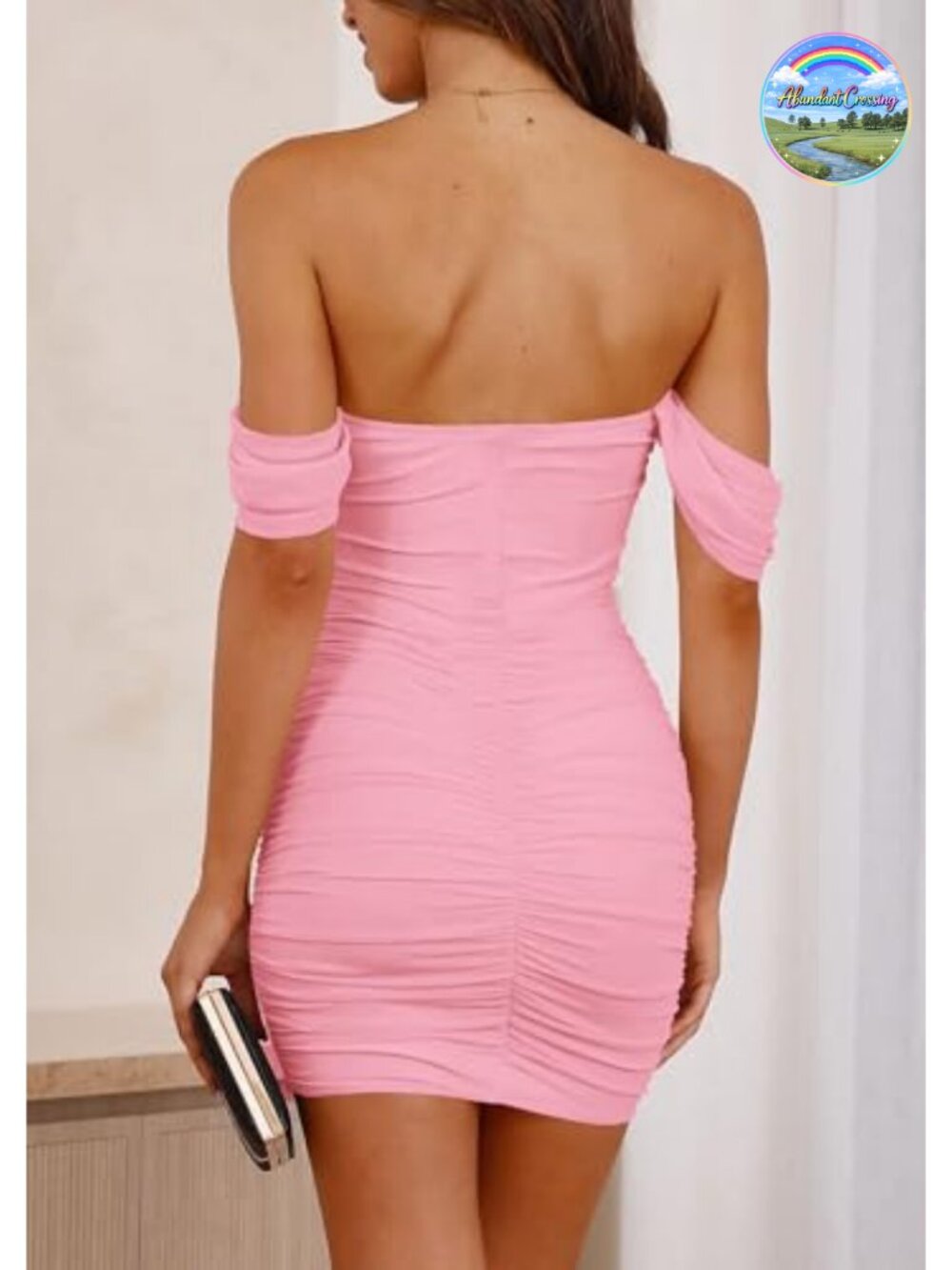 Women's Off Shoulder Ruched Bodycon Mini Dress Club Night Out